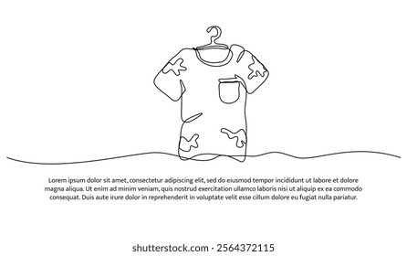 Continuous one line design of shirt. Minimalist style vector illustration on white background.