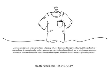 Continuous one line design of shirt. Minimalist style vector illustration on white background.