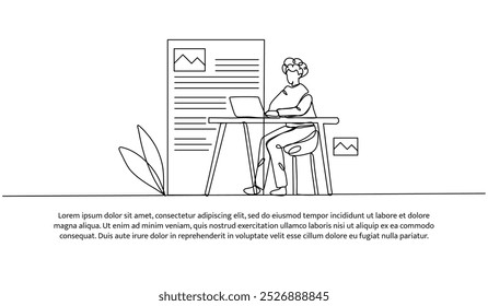 Continuous one line design of a social media admin. Minimalist style vector illustration on white background.