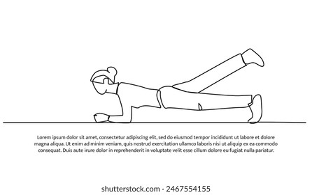 Diseño continuo de una línea de cuerpo elástico. Ilustración vectorial de estilo minimalista sobre fondo blanco.
