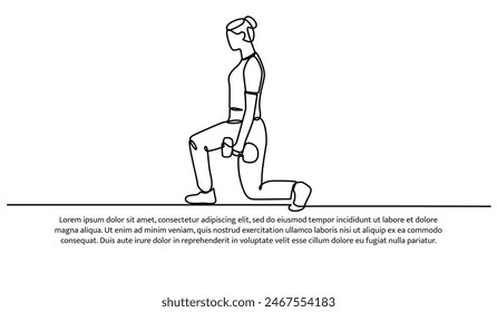 Continuous one line design of stretching using barbells.Minimalist style vector illustration on white background.