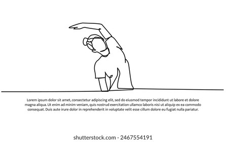 Continuous one line design of stretching to relax  body.Minimalist style vector illustration on white background.