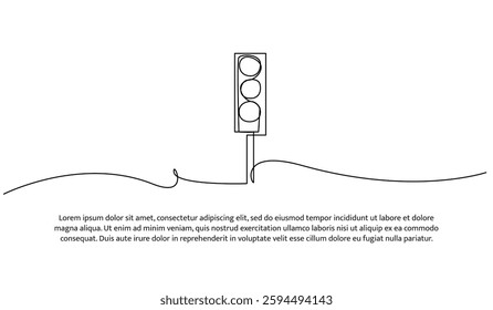 Continuous one line design of traffic light. Minimalist style vector illustration on white background.
