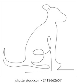 Continuous one line dog drawing out line vector illustration design