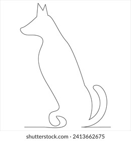 Continuous one line dog drawing out line vector illustration design