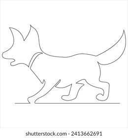 Continuous one line dog drawing out line vector illustration design