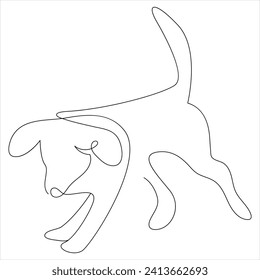 Continuous one line dog drawing out line vector illustration design