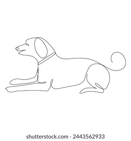 Continuous one line dog drawing out line vector illustration design