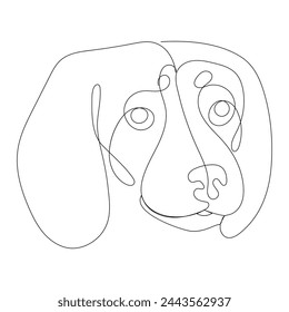 Continuous one line dog drawing out line vector illustration design