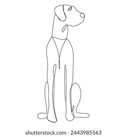 Continuous one line dog drawing out line vector illustration design