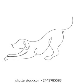 Continuous one line dog drawing out line vector illustration design