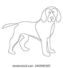Kontinuierliche Ein-Linien-Hund, der die Vektorillustration der Linie auszieht