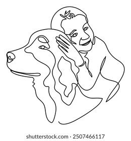 Diseño continuo de Ilustración vectorial de línea de dibujo de perro de una línea