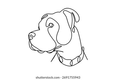 Continuous one line dog drawing out line vector illustration design