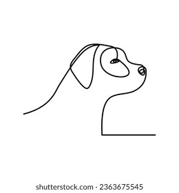 Continuous One line dog outline vector art drawing 