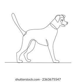 Continuous One line dog outline vector art drawing 