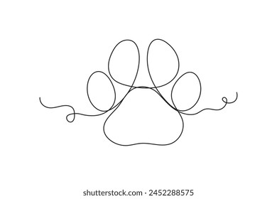 Kontinuierliche einzeilige Hundepfote Vektorgrafik Illustration