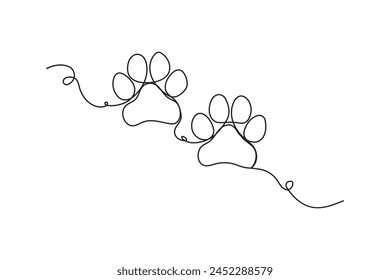 Kontinuierliche einzeilige Hundepfote Vektorgrafik Illustration