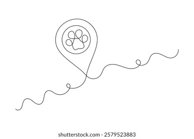 Continuous one line dog paw with black and white vector image