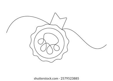 Continuous one line dog paw with black and white vector image