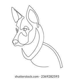 Continuous one line dog pet outline vector art drawing