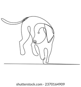 Continuous one line dog pet outline vector art drawing