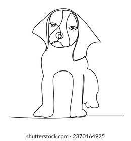 Continuous one line dog pet outline vector art drawing