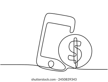 Símbolo de finanzas de signo de pago de dólar de una línea continua.