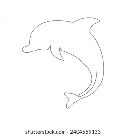 Continuous one line dolphin drawing art design