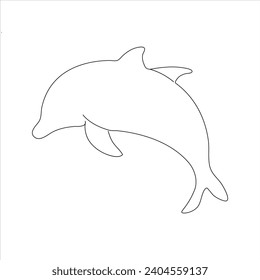 Continuous one line dolphin drawing art design