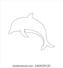 Continuous one line dolphin drawing art design