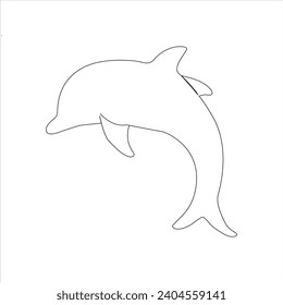 Continuous one line dolphin drawing art design