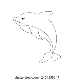 Continuous one line dolphin drawing art design