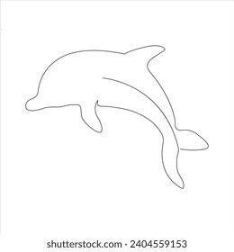 Continuous one line dolphin drawing art design