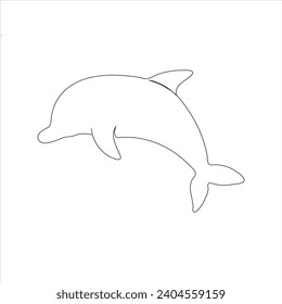 Continuous one line dolphin drawing art design