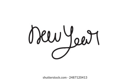Continuous one line doodle drawing of new year 2025. Holiday concept, festive New year handwriting text, minimalist design.