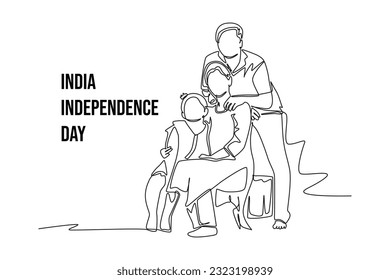 Continua línea trazando el concepto del 15 de Agosto de India Feliz Día de la Independencia. Ilustración gráfica vectorial de diseño de líneas simples.