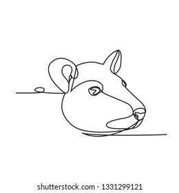 Continuous one line drawing. 2020 year of the rat. Linear style