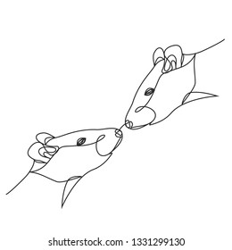 Continuous one line drawing. 2020 year of the rat. Linear style