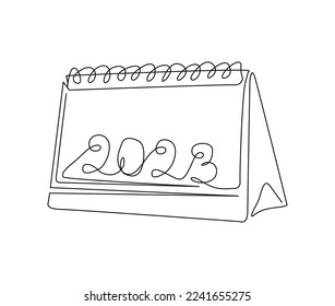 Continuous one line drawing of 2023. 2023 handwritten lettering new year text vector.