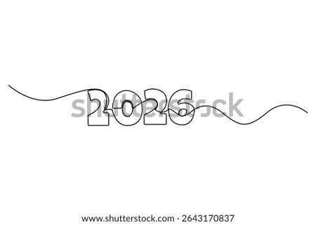 Continuous one line drawing of 2026 new year numbers outline vector illustration for minimal and modern design
