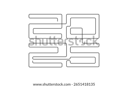 Continuous one line drawing of 2026 new year numbers outline vector , 2026 new year continuous line art clip self drawing animation on white black background. single one line art written outline .