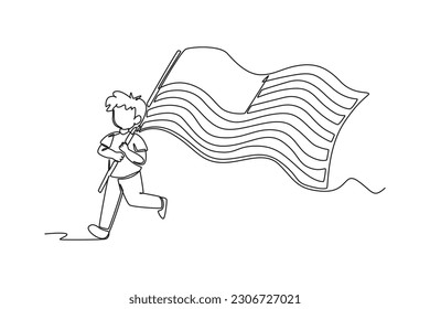 Continuous one line drawing 4th of July. Happy Independence Day concept. Single line draw design vector graphic illustration.