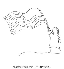 Continuous one line drawing 4th of july happy independence day single line draw vector graphic