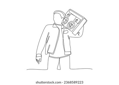 Continuous one line drawing 90s style concept. Doodle vector illustration.