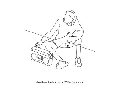 Continuous one line drawing 90s style concept. Doodle vector illustration.