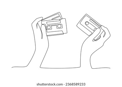 Continuous one line drawing 90s style concept. Doodle vector illustration.