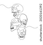 Continuous one line drawing. Abstract human skull. Vector illustration. Chillout. Logo	
