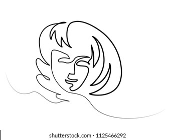 Continuous one line drawing. Abstract portrait of a woman. Vector illustration.