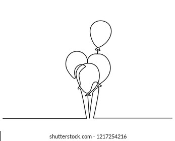 Dibujo continuo de una línea. Globos aéreos abstractos. Ilustración del vector